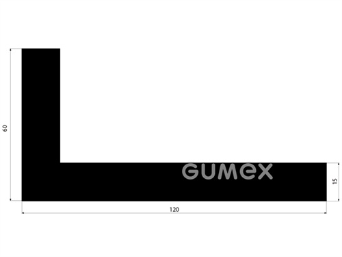 Gumový profil tvaru "L", 60x120/15mm, 60°ShA, EPDM, -40°C/+100°C,čierny